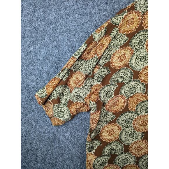 Green Gold Shells Vintage Chiamare Mens Unique Short Sleeve Shirt Shells Size L - Picture 7 of 10